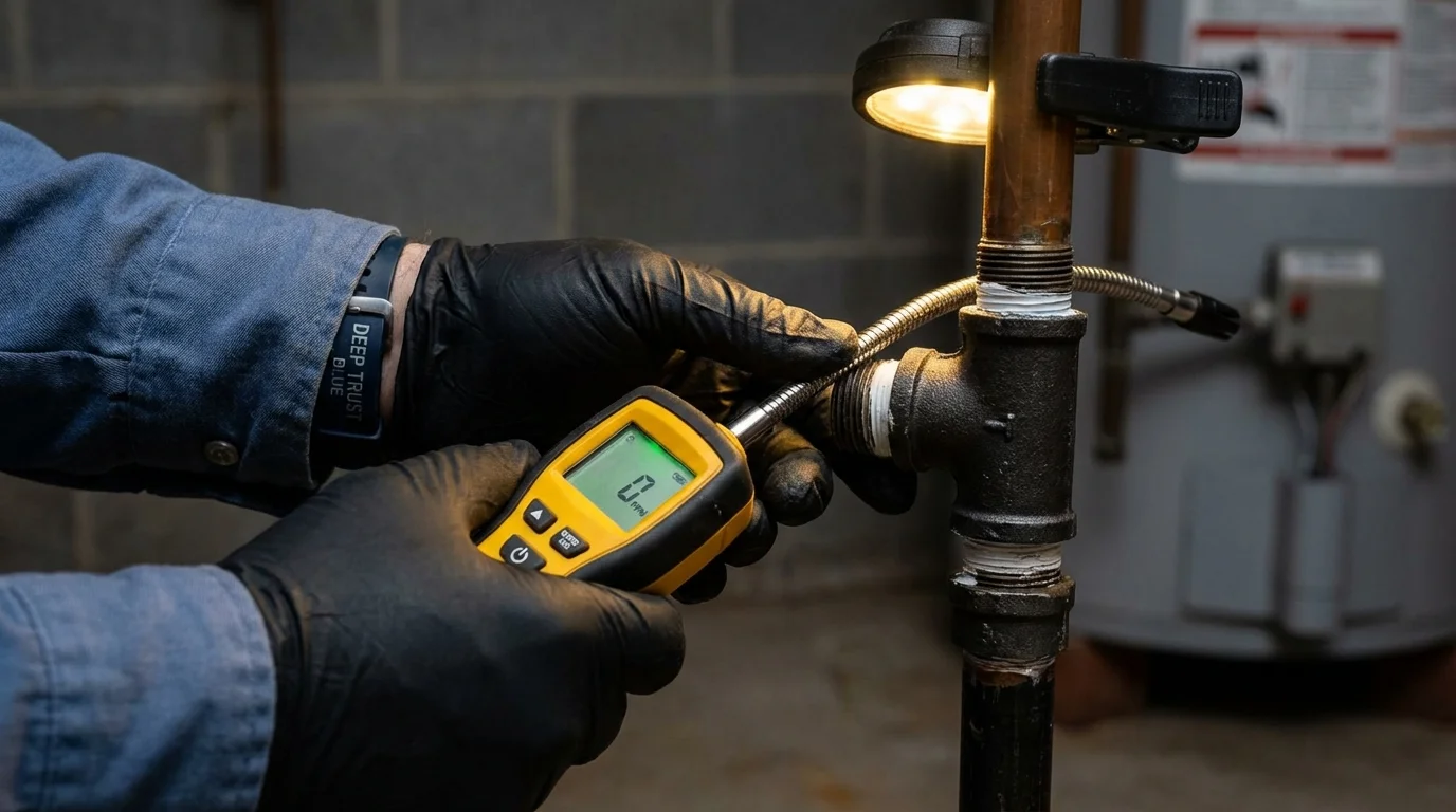 Gas leak detection with electronic sniffer by Johns Plumbing LLC in New Bremen